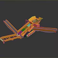 Yellow Utility Vehicle With Inclined Conveyor Belt And Loading Hopper For Material Handling