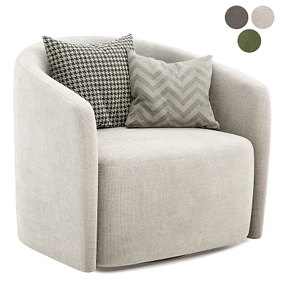 Light Gray Fabric Single Sofa with Black and White Checkered and Gray Chevron Decorative Pillows 3d model