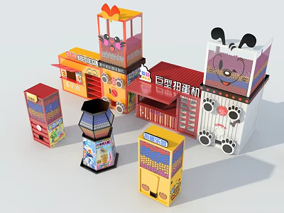 Colorful Commercial Vending Machines With Cartoon Elements For Retail Merchandise 3d model