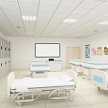 Hospital Ward Interior With Multiple Beds Lockers Large Screen And Posters