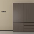 Modern Gray Poliform Wardrobe With Sleek Design Multiple Doors And Drawers 3d model