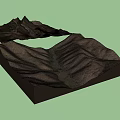 Garden Landscape Topographic Model Featuring Mountainous Terrain and Natural Elevation Design