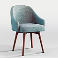 Modern Light Blue Fabric Armchair With Ergonomic Arms And Wooden Legs