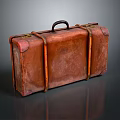 Vintage Brown Leather Suitcase With Handle And Straps Classic Design