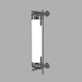 Modern Wall Lamp with Sleek Metal Frame and Cylindrical Frosted Glass Shade