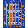 Vibrant Square Rug Featuring Alphabet Letters Numbers and Fun Learning Designs for Children