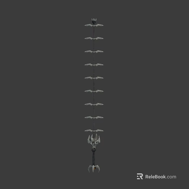 Decorative Spear Weapon With Multiple Blades And Ornate Metal Top Design 3d model 