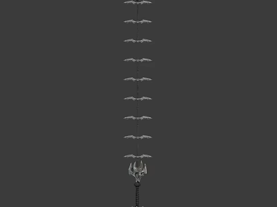 Decorative Spear Weapon With Multiple Blades And Ornate Metal Top Design 3d model