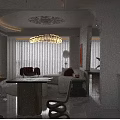Elegant Modern Living and Dining Room Interior Design With Chandelier Sofa Dining Table And Plants