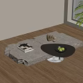 Quiet Modern Tea Table Stone Rectangular Stone Rock Fruit Plate Book Ornaments 3d model