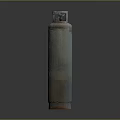 Grey Old Gas Cylinder With Valve And Red Base For Industrial Equipment