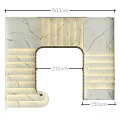 Marble Staircase With Greek Key Pattern Wrought Iron Railing And Golden Handrail Design