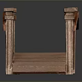 Wooden Arch Bridge Model With Carved Railings Decorative Pillars And Wooden Planks