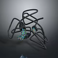 Detailed Black Framed Mechanical Equipment With Curved Structure And Colorful Components