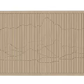 Zen Style Sofa Background Wall With Wooden Slats And Mountain Pattern 3d model