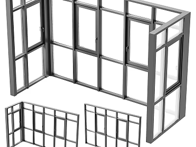 Modern Casement Windows Design With Aluminum Frames And Clear Glass Panels 3d model