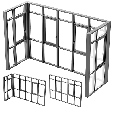 Modern Casement Windows Design With Aluminum Frames And Clear Glass Panels 3d model