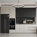Modern Kitchen Interior Design With Black White Cabinets And Appliances