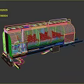 Industrial Train Tank Car With Transparent Cover Orange Interior And Metal Structure