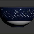 Blue And White Daily Use Bowl With Star Patterns And Concentric Circles