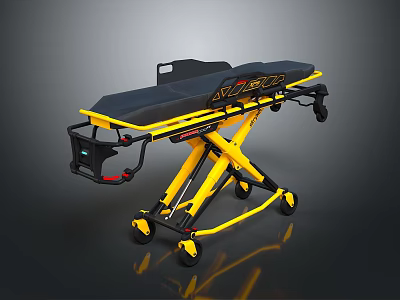 Mobile Medical Transport Stretcher With Hydraulic Lift And Wheels For Commercial Emergency Use 3d model