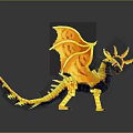 Yellow Dragon Doll Made Of Building Blocks With Detailed Wings And Horns