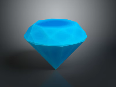 Blue Geometric Diamond Shape With Glossy Surface On Dark Background 3d model