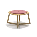 Stylish Wooden Stool With Pink Round Cushion And Minimalist Design