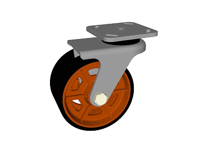 Industrial Caster Wheel Heavy Duty Metal Frame Rubber Tread for Machinery Mobility 3d model