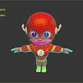 Red Cartoon Superhero Character Featuring Big Blue Eyes Yellow Lightning Symbol And Outstretched Arms