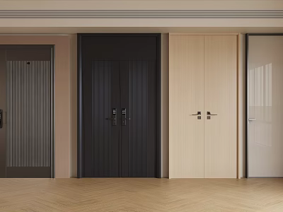 Modern Double Doors With Sleek Designs And Various Color Options For Home Interior 3d model