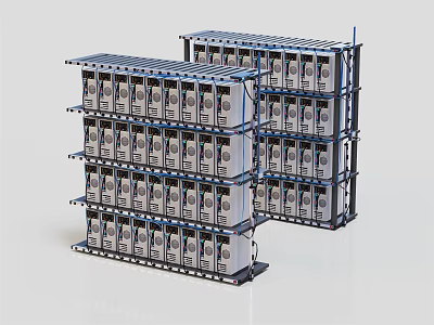 Organized Data Center Server Racks With Multiple Layers And Server Units 3d model