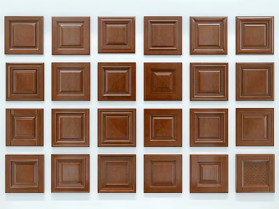 Various Wooden Square Panels With Different Decorative Patterns And Textures 3d model