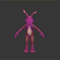 3D Rabbit Character With Yellow Body Purple Bow Tie And Standing Pose