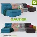 GAUTIER Cozy Two Seater Sofa With Various Colors Decorative Pillows And Blanket