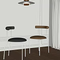 Minimalist Modern Single Chairs With Leather Seats And Metal Frames On Wooden Floor
