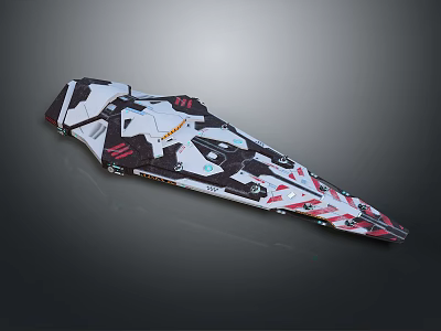 Futuristic Spacecraft With Sleek Black White Red Design And Advanced Tech For Cosmic Exploration 3d model