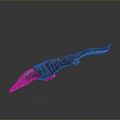 Realistic Long Snouted Striped Reptile Model With Blue Black Body On Dark Background