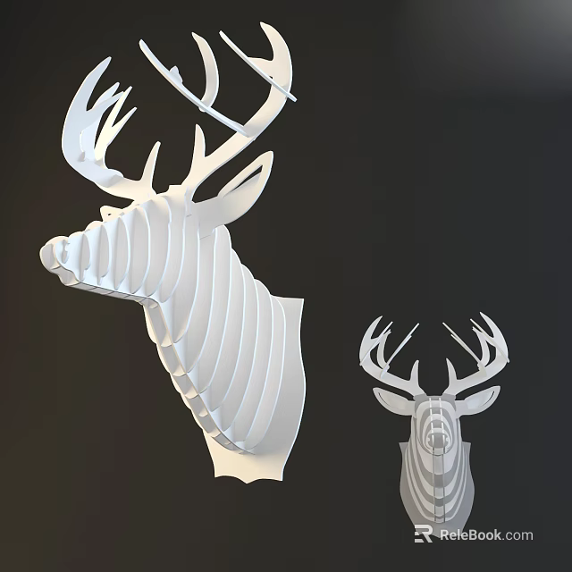 White 3D Layered Deer Head Modern Animal Wall Decor for Home Interior 3d model 