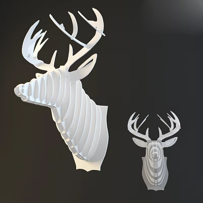 White 3D Layered Deer Head Modern Animal Wall Decor for Home Interior 3d model White 3D Layered Deer Head Modern Animal Wall Decor for Home Interior 3d model