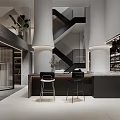 Modern Basement Interior Design With Stylish Furniture And Recessed Lighting