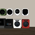 Different Colored Washing Machines With Wall Mounted And Floor Standing Designs