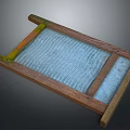 Traditional Wooden Frame Sieve With Blue Mesh And Sturdy Border Structure