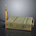 Vintage Green Wooden Storage Box With Golden Cylindrical Decorative Object For Home