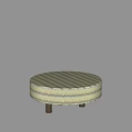 Round Coffee Table With Striped Fabric Top And Metal Legs Modern Design