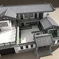 Traditional Chinese Ancient Architecture Design With Classic Roof Overhanging Eaves And Red Lanterns