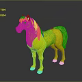 Red Horse Character With Black Mane White Nose And Dark Tail 3d model