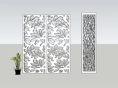 Decorative Partition Design With Floral Leaf Patterns And Branch Like Motifs For Modern Decoration 3d model