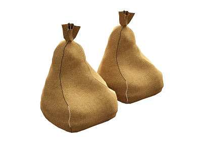 Decorative Ornament Set With Burlap Material Pear Shaped Design Two Pieces For Home Decor Accent 3d model