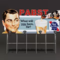PABST Billboard Featuring Man's Portrait Question Text Beer Glass And Bottle